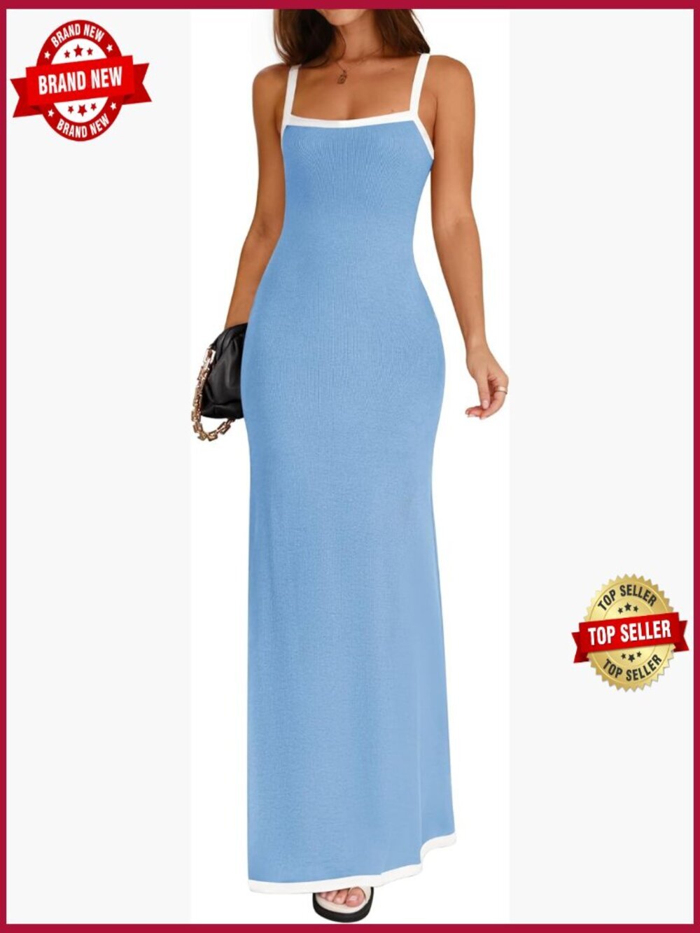 Sleeveless Square Neck Spaghetti Strap Maxi Dress Casual Summer